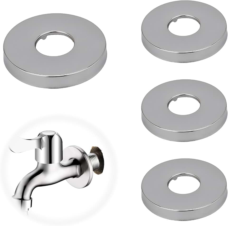 4 Stück Rosetten für Duscharmaturen, 26*70*10mm Armaturen-Abdeckung, Abdeckrosette Edelstahl, Abdeckung Heizungsrohr Boden, Rosette für Duscharmatur, für Wasserleitungen, Heizungsrohre(Silber)