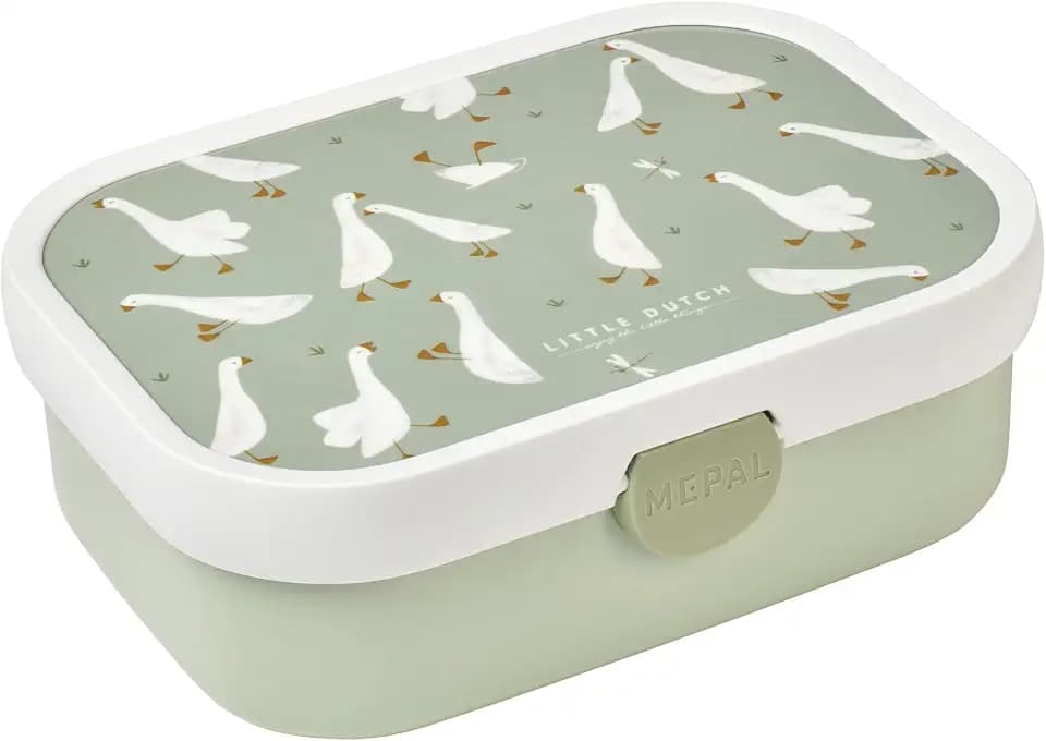 Mepal Brotdose Kinder Little Dutch – Bento Box Kinder - Brotdose Kinder mit Fächern & Gabel - Meal Prep Box mit Clip-Verschluss - BPA-frei & Spülmaschinenfest - 750 ml - Little Goose