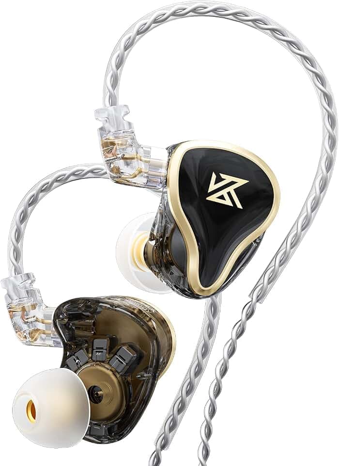 KZ ZAS Kopfhörer mit Kabel,In Ear Monitoring Kopfhörer Kabel,Professionelle IEM Kopfhörer mit 1DD+7BA Treiber,In-Ear Ohrhörer mit 3.5 mm Jack für Musician(Schwarz, kein Mikrofon)
