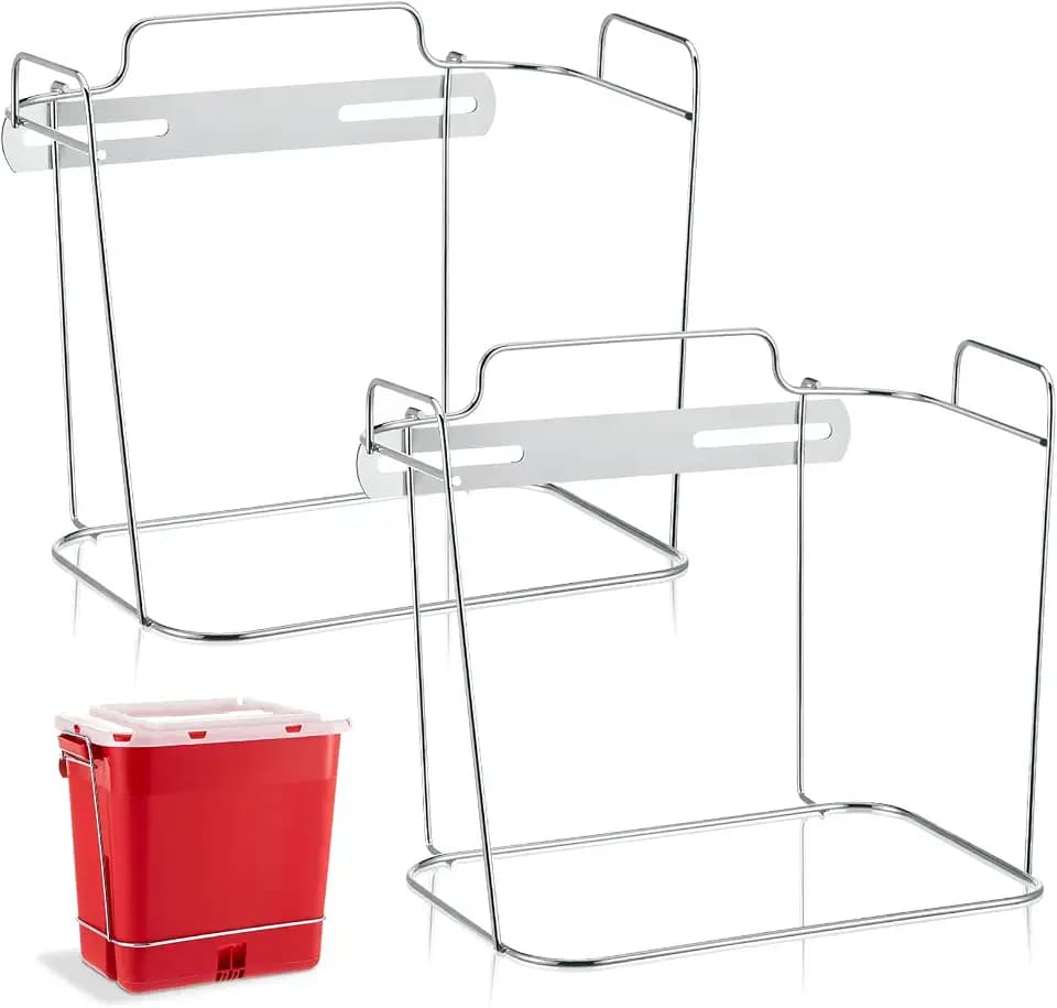 Shimeyao 2 Pcs Wall Cart Sharps Bracket for 2 Gallon, Silver