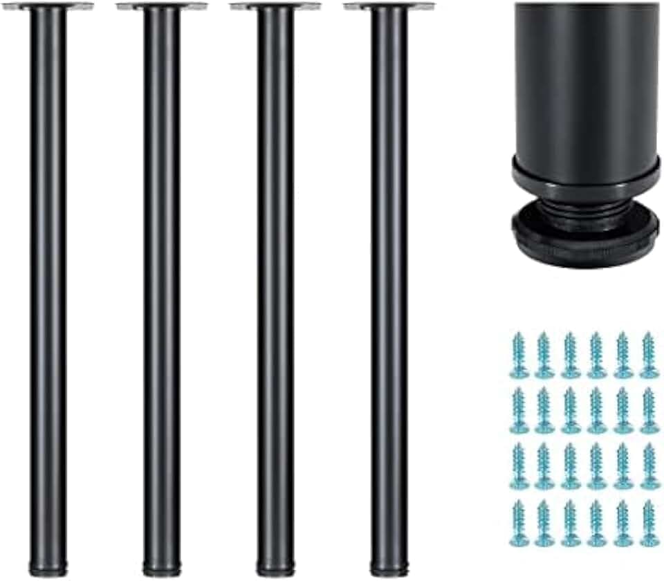 28 Inch Round Metal Table Legs,Heavy Duty Desk Legs,Black 4 Pack