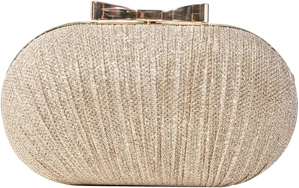 CORIOS Pleated Evening Bag for Women Sequin Clutch Bag Ladies Sparkly Handbag Bridal Wedding Purse Glitter Shoulder Bag