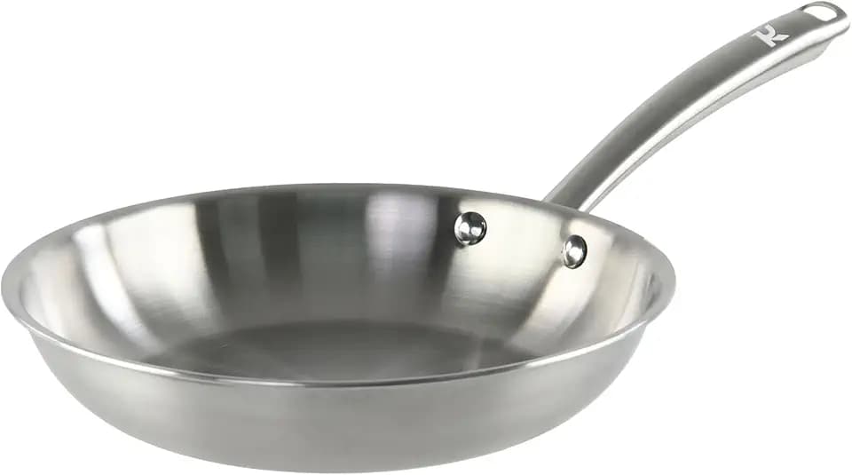 KAMBERG - Pfanne Ø 24 cm aus Edelstahl 18/10 Triply – ohne PFAS – für alle Herde, auch Induktion und Backofen – 0008271, Grau