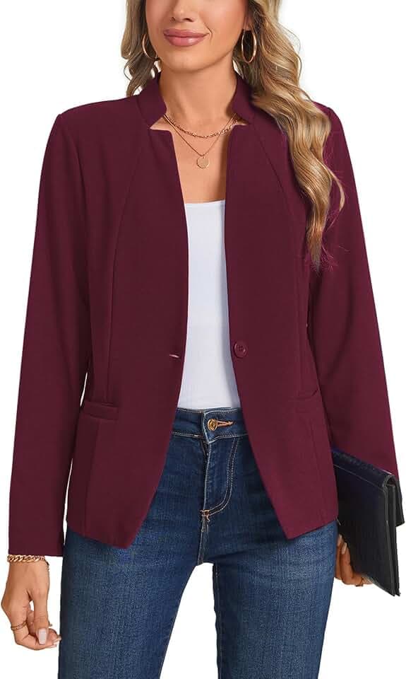 Blazer für Damen, lässig, langärmelig, Knopfleiste vorne, für Arbeit und Büro, Blazer mit Taschen, 2025, S-2XL