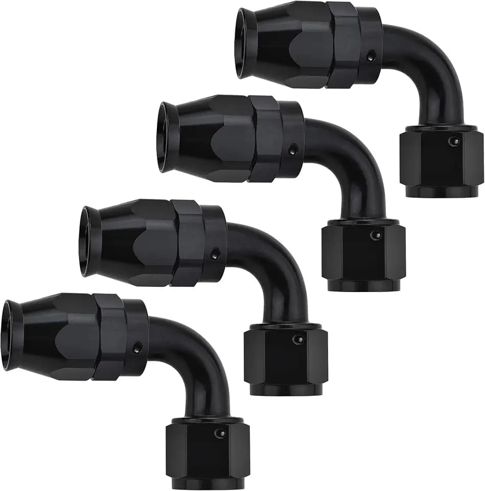 EVIL ENERGY 6AN PTFE Hose End Fitting 90 Degree Black for PTFE Hose Only 4PCS