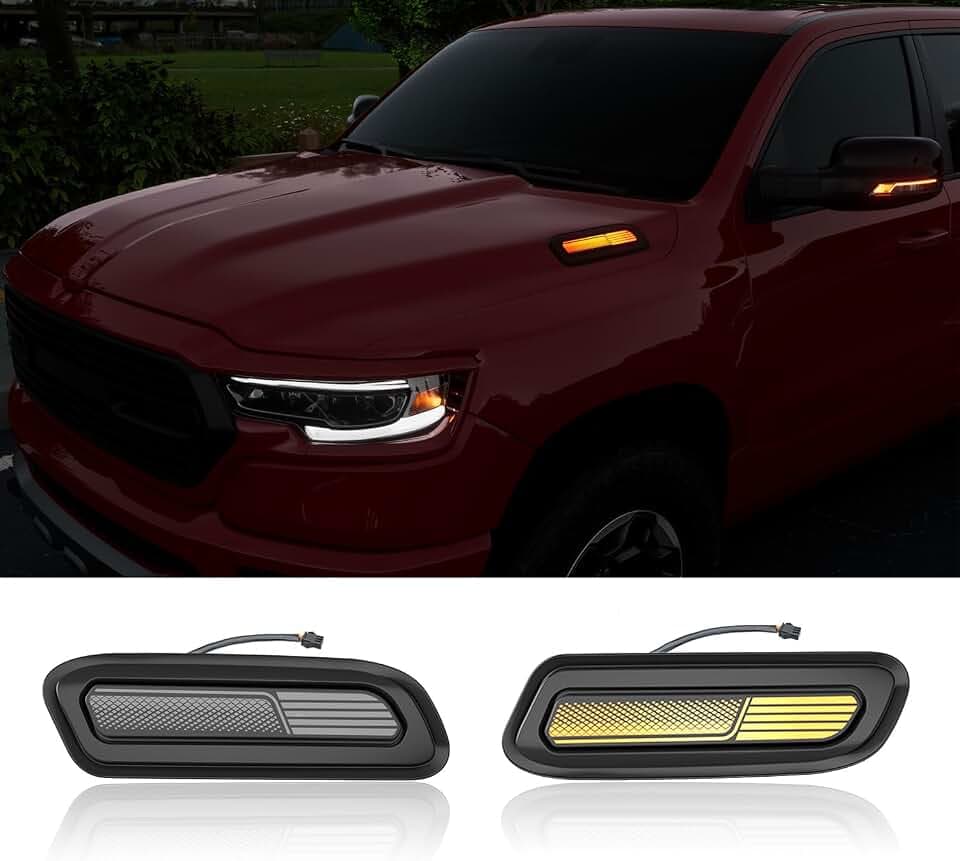 LED Hood Side Maker Light Compatible with 2019-2025 Dodge RAM 1500