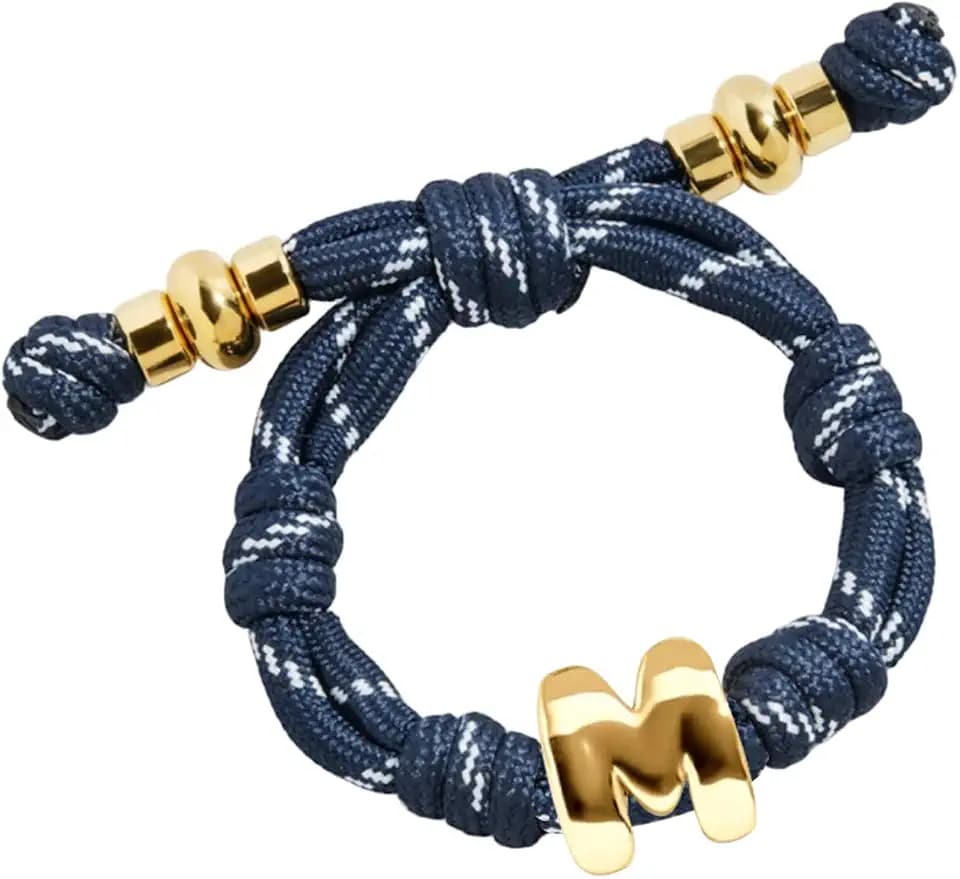 VLINRAS Bubble Initial Bracelet for Women Men, Green & Blue Knotty Puffy Letter Bracelets Gifts for Mom Dad Friends