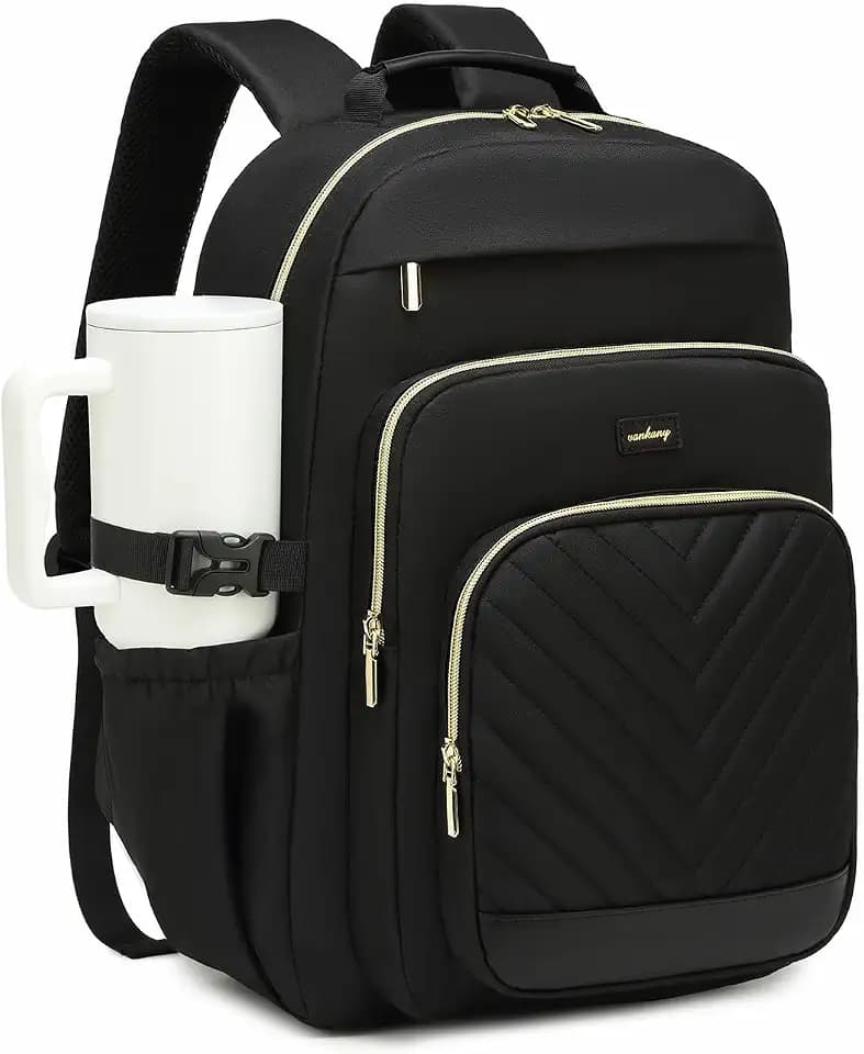 Large Laptop Backpack Bookbag for Women, Multi Compartment Teen Girls School Backpack for College High School Students Teacher Nurse Work Back Pack Travel Carry On, Black
