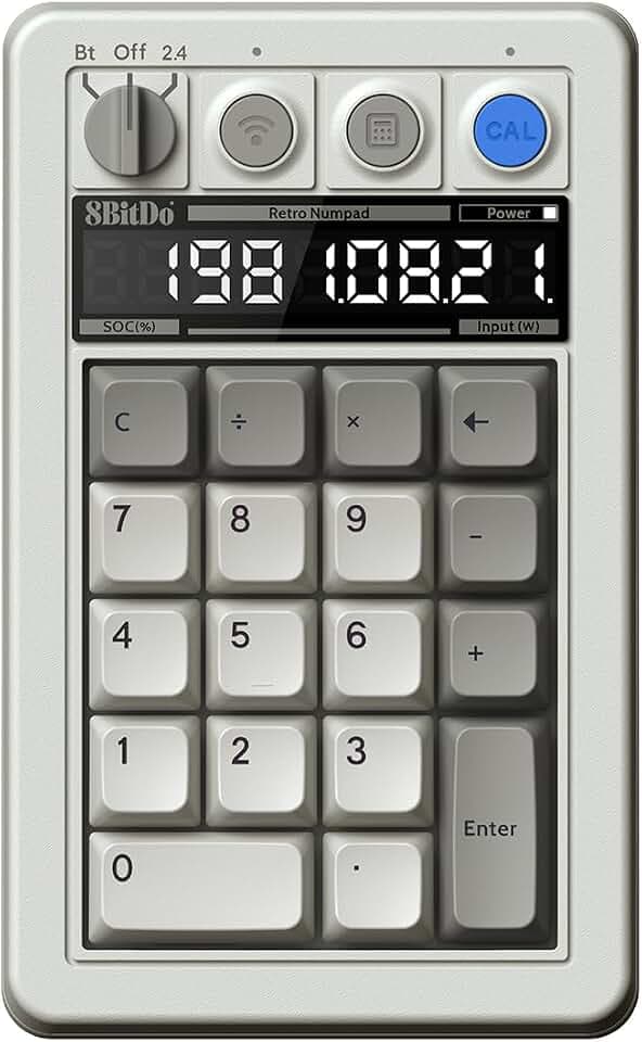 8BitDo Retro 18 Mechanical Numpad, Supports Calculator Mode, Bluetooth/2.4G/Wired Numpad for Windows and Android - M Edition