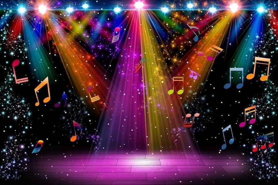 Rainbow Stage Photography Backdrop 7x5ft Neon Glow Party Banner Rock Music Disco 1980s Background Colorful 70s 80s 90s Dance Party Decorations Booth Photo Props Vinyl