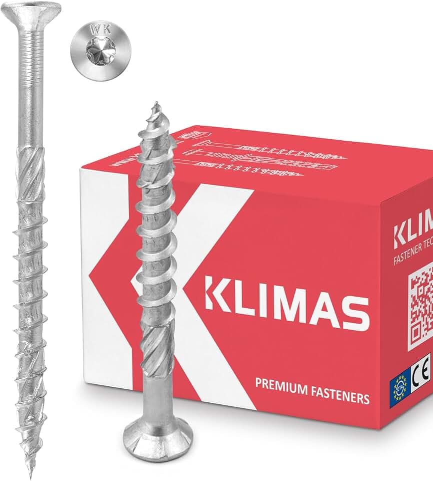 KLIMAS Holzschrauben Torx - Spanplattenschrauben Weiß - Senkkopfschrauben - Terrassenschrauben - Universalschrauben - Dachkonstruktion Schrauben Set - Holzschrauben 5x90 mm 200 Stück