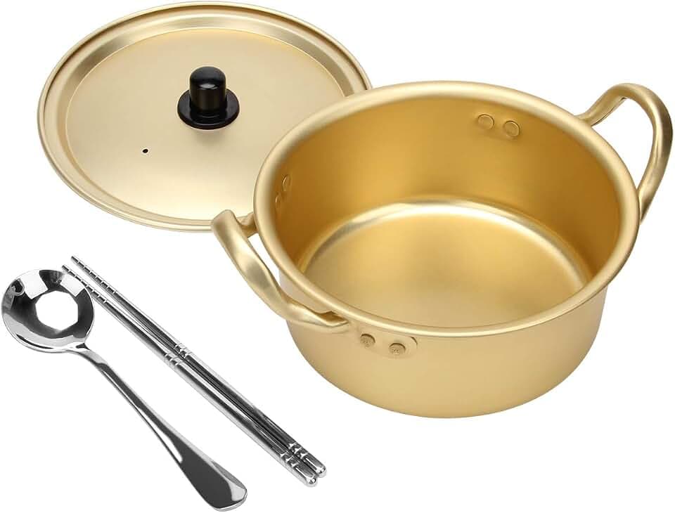 AHIER Korean Ramen Cooking Pot Set Noodle Pot with Lid, 6.3in