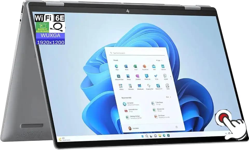 HP Envy x360 16" 2K WUXGA Touchscreen 2-in-1 Laptop, AMD Ryzen 5 8640HS Processor, 8GB RAM 512GB SSD, Backlit Keyboard, Wi-Fi 6E, Bluetooth, HDMI, Webcam, Windows 11 Home, Silver