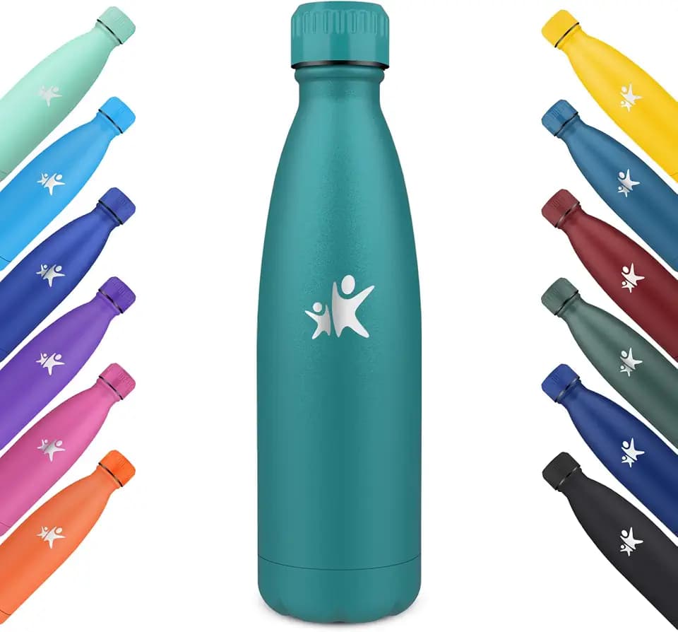 KollyKolla Trinkflasche Edelstahl 750ml, Vakuum Thermosflasche, Wasserflasche Auslaufsicher, BPA-Frei Thermoskanne Kohlensäure Geeignet, für Sport, Schule, Yoga, Sport, Fahrrad, Camping - Dunkelgrün