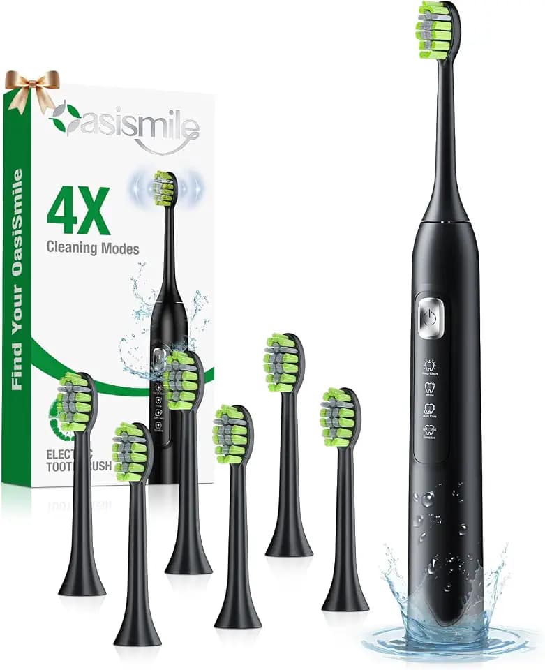 OasiSmile Y05 Elektrische Schallzahnbürste, 6 Bürstenköpfen,Zuhause & Reise