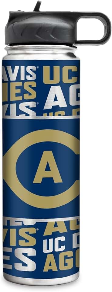 Rico Industries NCAA UC Davis Aggies Standard 22oz Stainless Steel Tumbler with Lid - Great For Coffee, Tea, Water or Cocktails