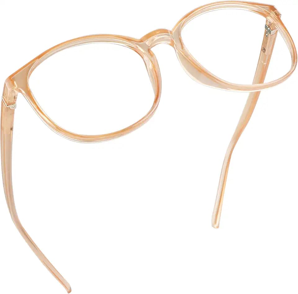 LifeArt Round Blue Light Blocking Glasses, Computer Glasses, Gaming Glasses, TV Glasses for Women Men (Champagne, 0.25 Magnification)