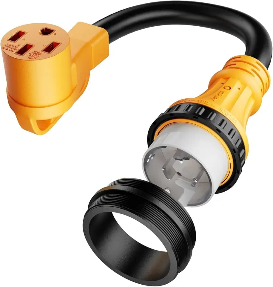 MECMO NEMA SS2-50P to 14-50R 50 Amp Marine Shore Power to Tesla EV RV Power Adapter Cord, Twist Lock SS2-50P/CS6365 to 4 Prong 50A RV Outlet Receptacle for Camper Trailer Motorboat Yacht