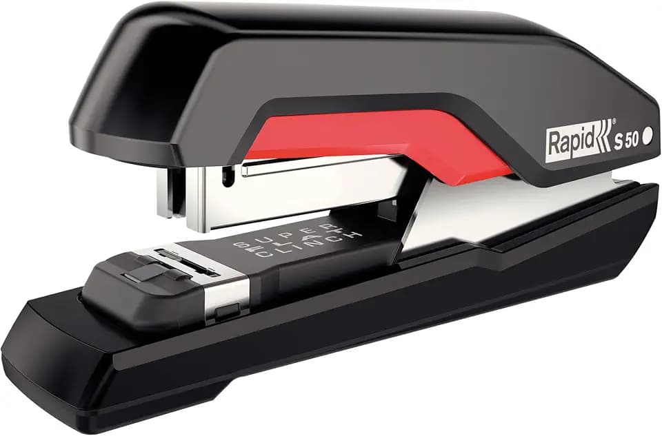 Rapid Tacker, 50 Blatt Kapazität, Flachheftgerät, Schwarz/Rot, Ergonomisch, Kunststoff, S50, 5000544