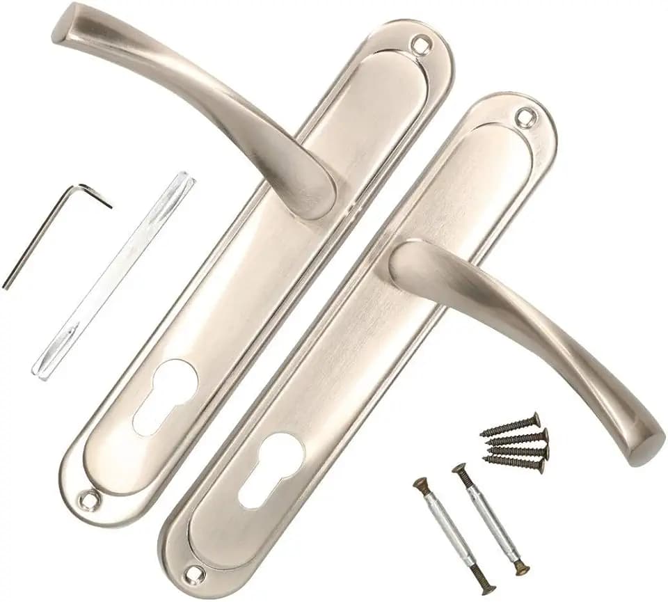 KOTARBAU Türdrücker 72 mm PZ Türgriff Satin Türbeschlag Türklinke Drückergarnitur Langschild Türdrückergarnitur Innentür Außentür Handgriff Torbeschlag