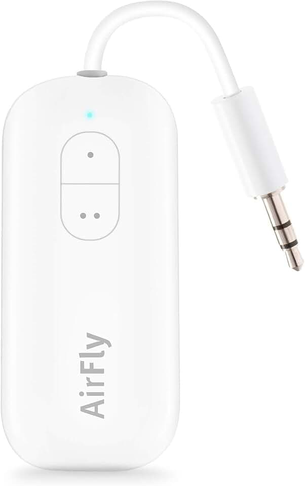 Twelve South AirFly Duo | Kabelloser Sender mit Audio-Sharing für bis zu 2 AirPods / kabellose Kopfhörer an jeder Audiobuchse für den Einsatz in Flugzeugen, Booten oder im Fitnessstudio, zu Hause, Auto