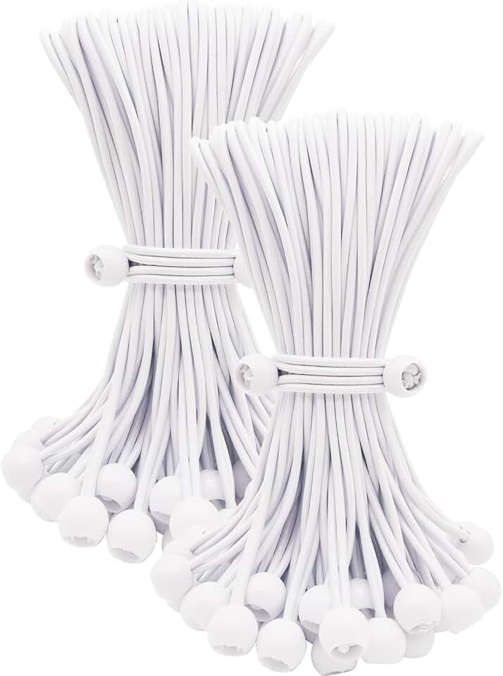 ABINLIN Ball Bungee Cords 10 Inch, 100 Pcs Bungee Cords with Balls, White