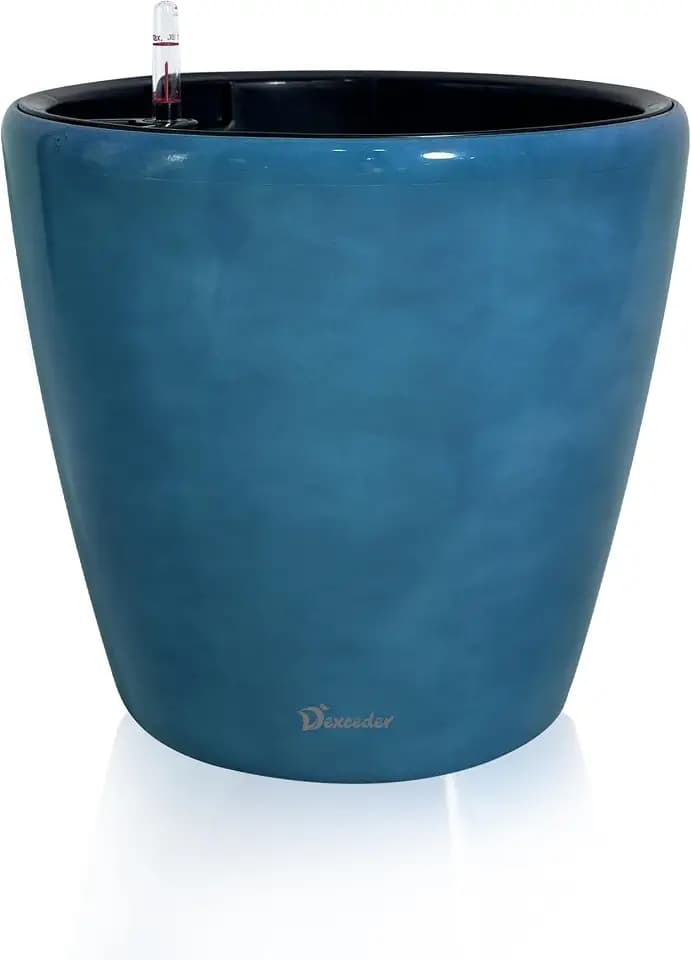 Dexceder 18x17 Self Watering Planter with Wheels (Peacock Blue Gradient)