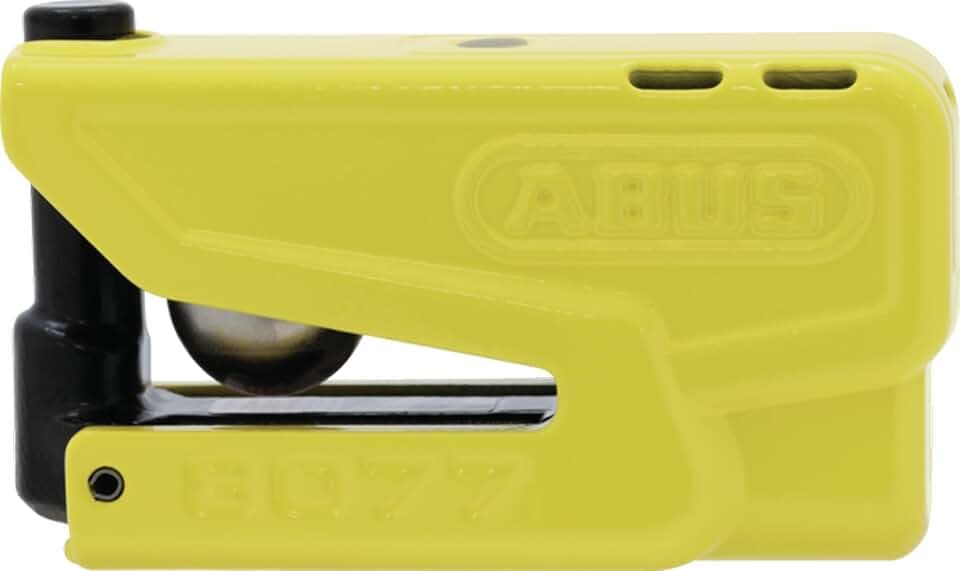 ABUS Bremsscheibenschloss Granit Detecto XPlus 8077 2.0 - Motorradschloss mit Alarm und intelligentem Voralarm - aus gehärtetem Stahl - für den Schutz hochwertiger Motorräder - Gelb