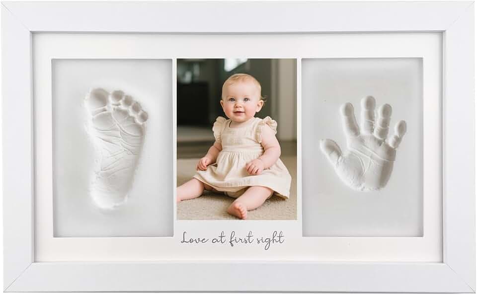 Baby Hand- und Fußabdruck Set für Neugeborene, Gipsabdruck-Bilderrahmen, Geburtsgeschenk, Babyparty