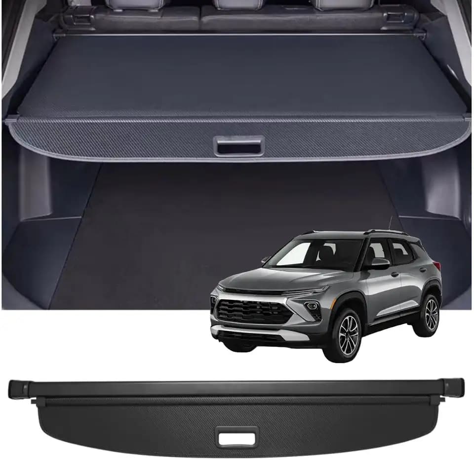 No Drilling Retractable Cargo Cover Compatible with Chevy Chevrolet Trailblazer 2021-2026 Trunk Security Shade Privacy Screen Tonneau Luggage Carbon Fiber Texture (Need to Install 2 Brackets)