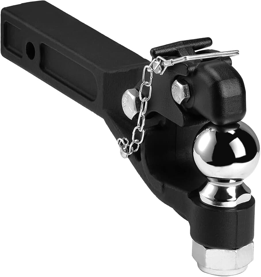 VEVOR Anhängerkupplung 9 T, für 50,8 mm Anhängekupplungshaken, Kombination 2-5/16-Zoll-Anhängerkupplungskugel, passend für 63,5 bis 76,2 mm Lünettenring, 397 mm Länge, Schwarze Pulverbeschichtung
