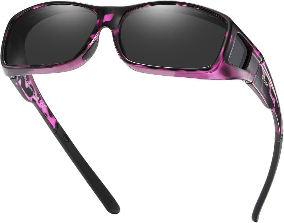 DUCO Herren und Damen Fit Over Sonnenbrille Polarisiert Unisex Brille UV400 Schutz Wrap Around Blendschutz Überbrille für Brillenträger Kleine Größe