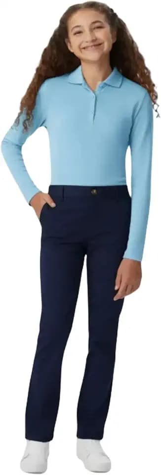 French Toast Girls' Pull-On Straight Fit Stretch Twill Pant