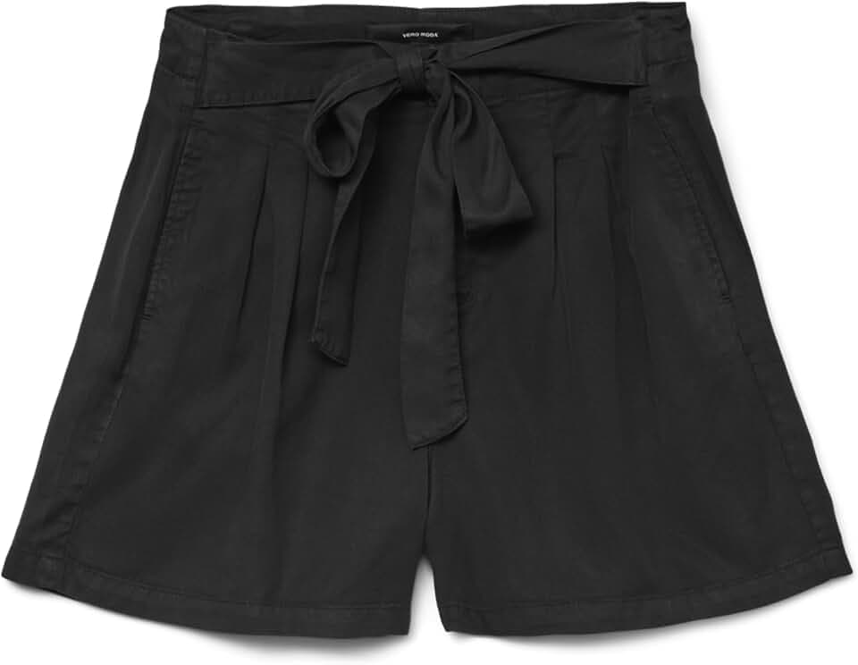 VERO MODA Damen Kurze Stoff Hose Casual Sommer Chino Hot Pants Leichter Stoff mit Bindegürtel VMMIA