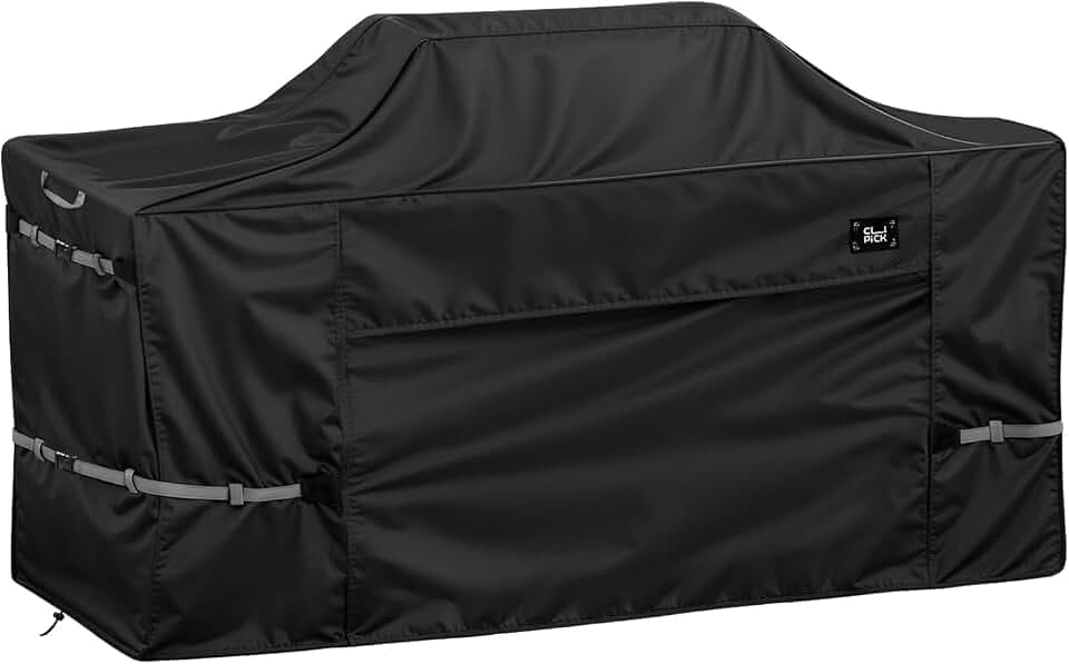 98 Inch Island Grill Cover,600D Heavy Duty Waterproof BBQ Covers for Outside,Tear & Fade Resistant Outdoor Kitchen Cover with Buckle, Drawstring,Air Vent,Black