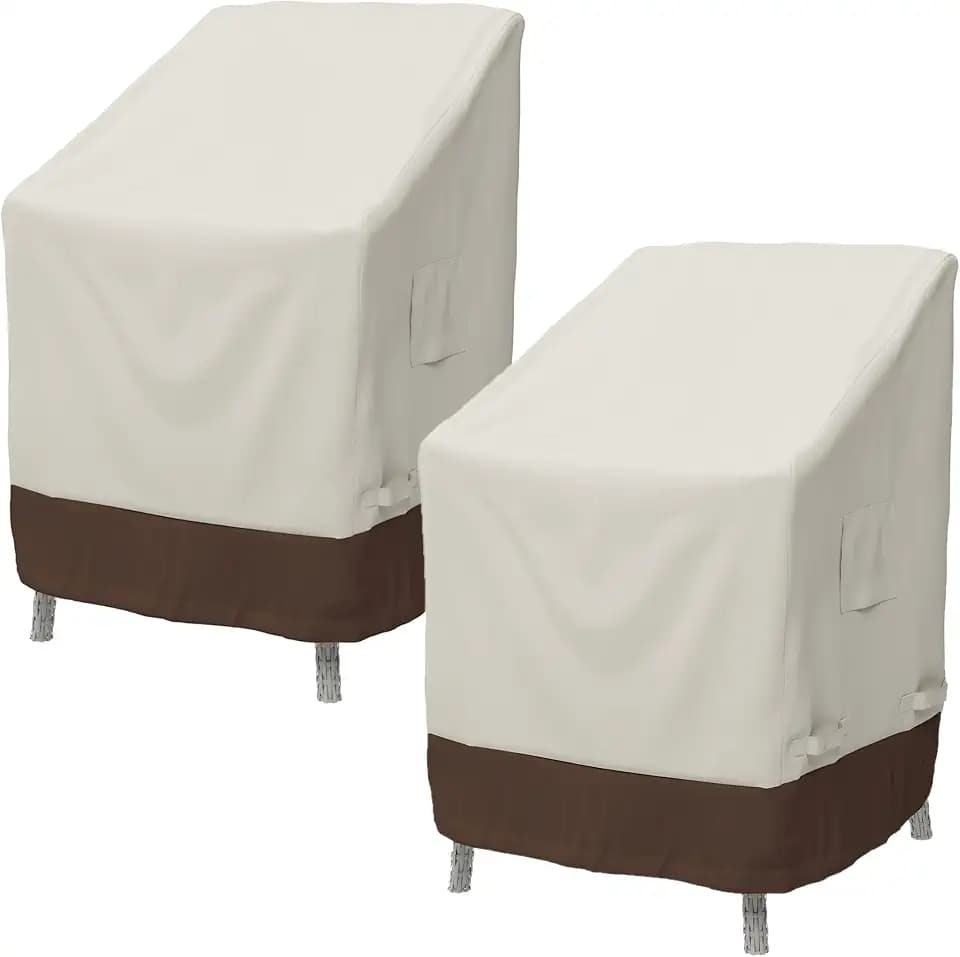 Amazon Basics Outdoor Patio Chair Covers, Waterproof, Anti-UV, Weather Resistant, Durable, Set of 2, Beige/Tan
