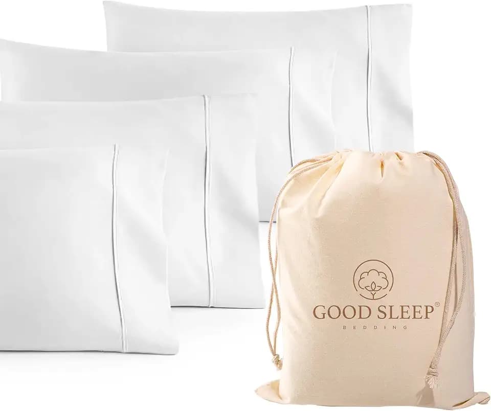 1000 TC White King Pillowcases Set of 4 100% Egyptian Cotton Pillow Cases