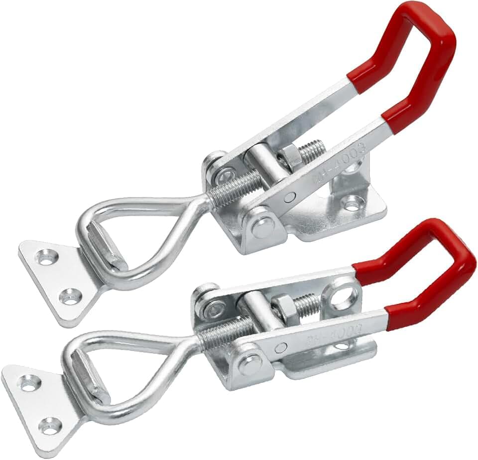 POWERTEC 2PK Heavy Duty Toggle Clamp Latch, 1320 lbs Holding Capacity, 4003 Adjustable Quick Release Pull Action Latch with Lock Hole for Smoker, CNC, Woodworking Jigs & Fixtures (20347-P2)