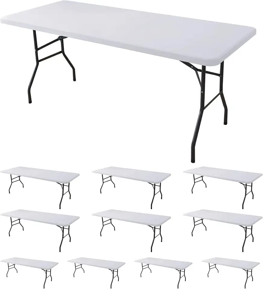 Fitted Tablecloth for 6ft Rectangle Table-White Elastic Picnic Table Cover