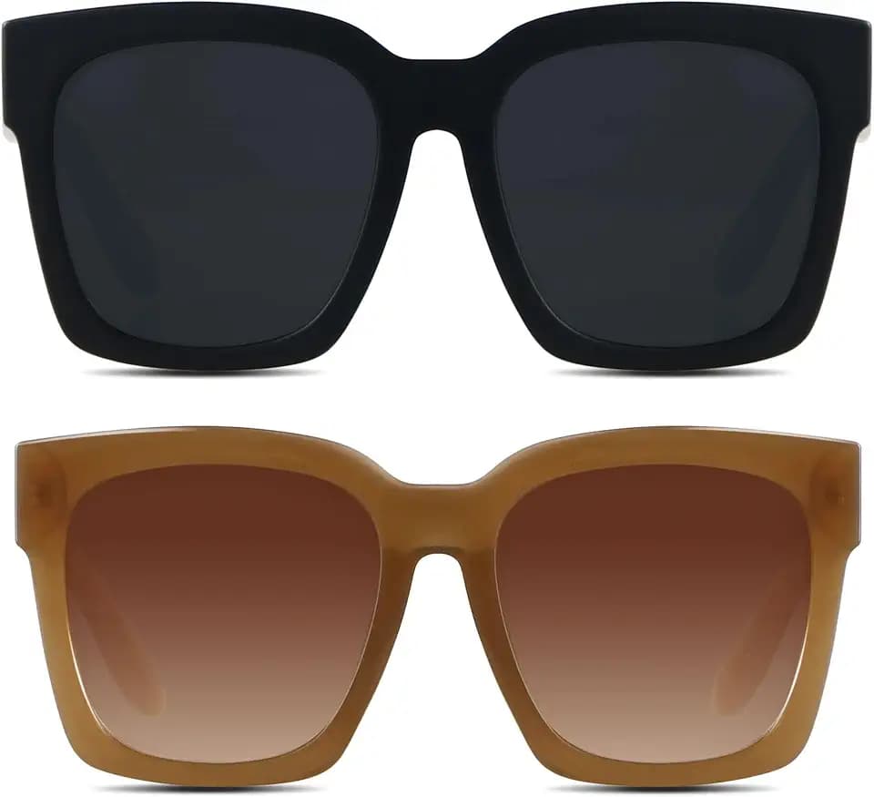 ANDWOOD Oversized Sunglasses Womens Big Large Square Frame Wide Face Shades