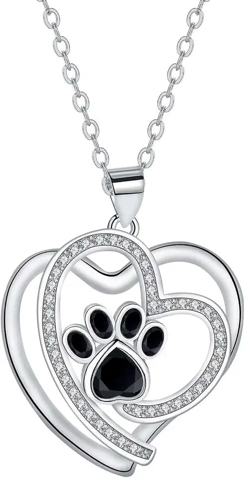 HETICA Heart Corgi Pendant Necklace for Women, Cute Dog Silver