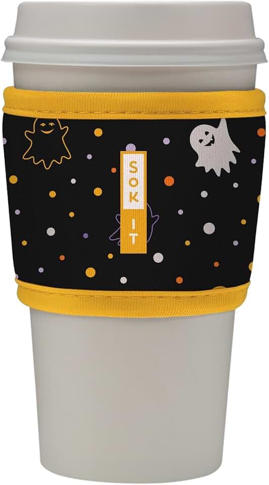 Sok It HotSok Coffee & Tea Reusable Insulated Neoprene Cup Sleeve (Ghost Party, One Size Coffee Sleeve)