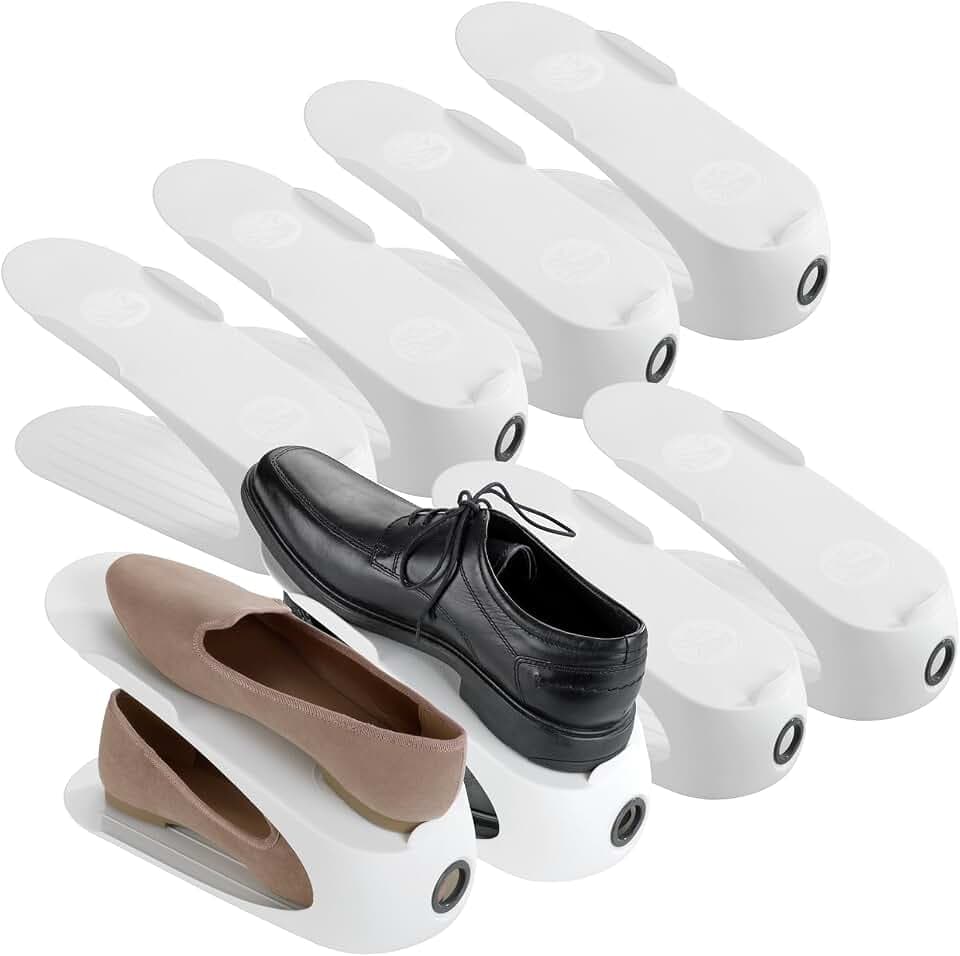 WENKO Schuhhalter Weiß 8er Set mit Griffloch für leichte Handhabung Weiß