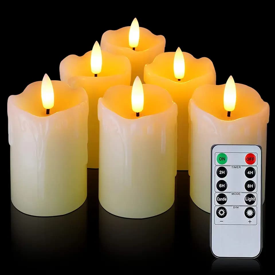 Homemory Flammenlose Echteswachs LED Kerzen mit Fernbedienung, 400 Stunden+ Teelichter mit Timer, flackernde Votivkerzen, 5,1 x 7,6 cm Kerzen mit batterie 6 Stück für Hochzeit