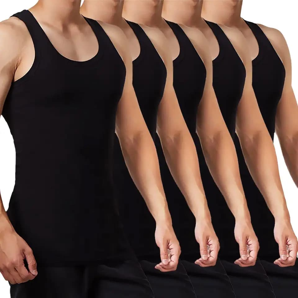 FALARY Unterhemd Herren 3/5er Pack Tank Top 100% Baumwolle Männer Weiß Schwarz Mehrfarbig alle Größen gekämmte Feinripp