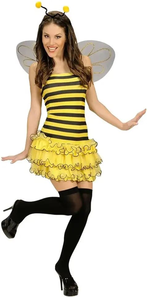 Women Halloween Bee Costume Set Sleeveless Bumble Bee Cosplay Costume Theme Party Fancy Honeybee Queen Dress Set