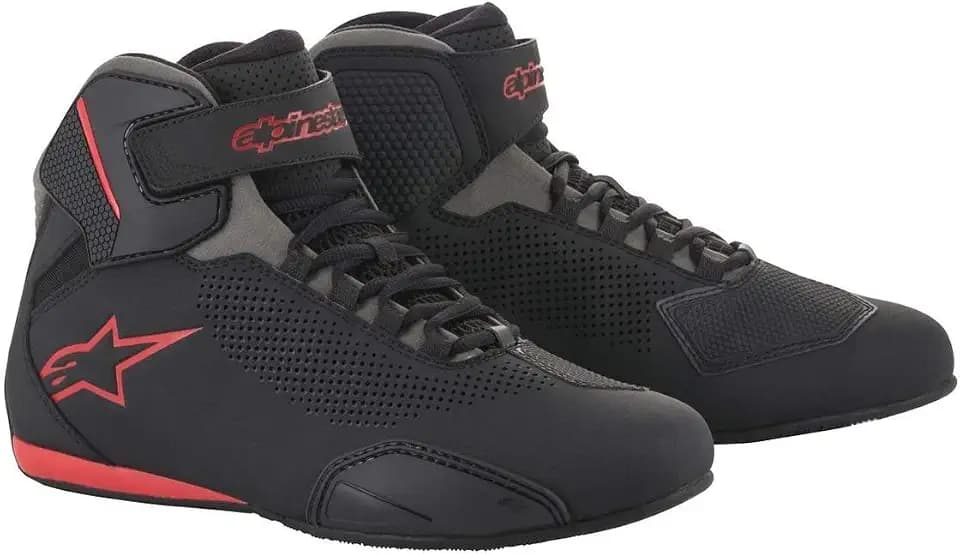 Alpinestars Men's Sektor Vented Street Motorcycle Shoe, Black/Gray/Red, 10.5