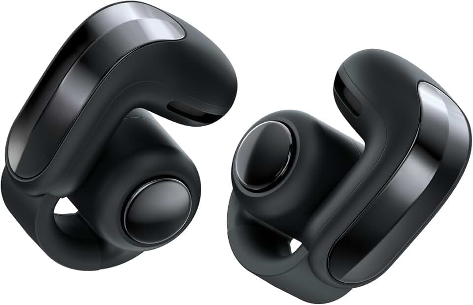 Bose Ultra Open Earbuds (2. Gen.) – Open-Ear, Clip-on, kabellose Bluetooth-Earbuds, 360-Grad-Sound, kabelloses Laden, bis zu 28 Std. Wiedergabe, ideal für Reisen, Schule und Büro, Schwarz