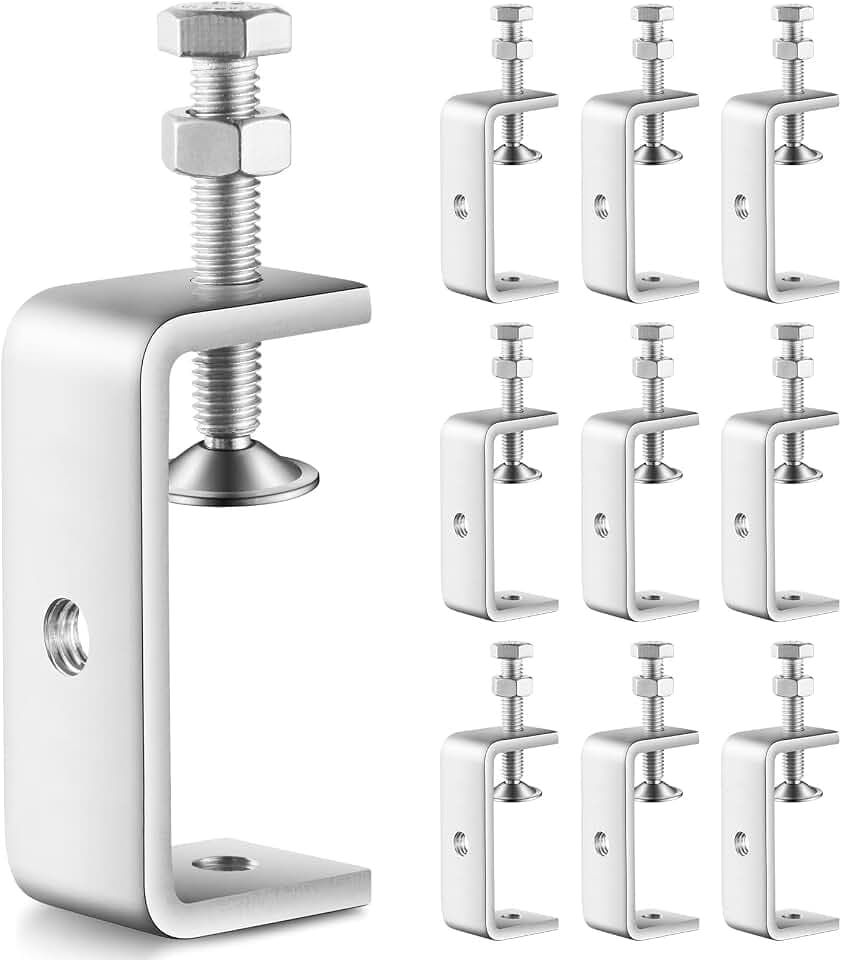 10 Pcs 304 Stainless Steel C Clamp Mini Tiger Clamp 1Inch Heavy Duty Metal U Clamps with Stable Wide Jaw Opening for Mounting Metal Working Woodworking(10 Pcs, 3 3/8 Inch)