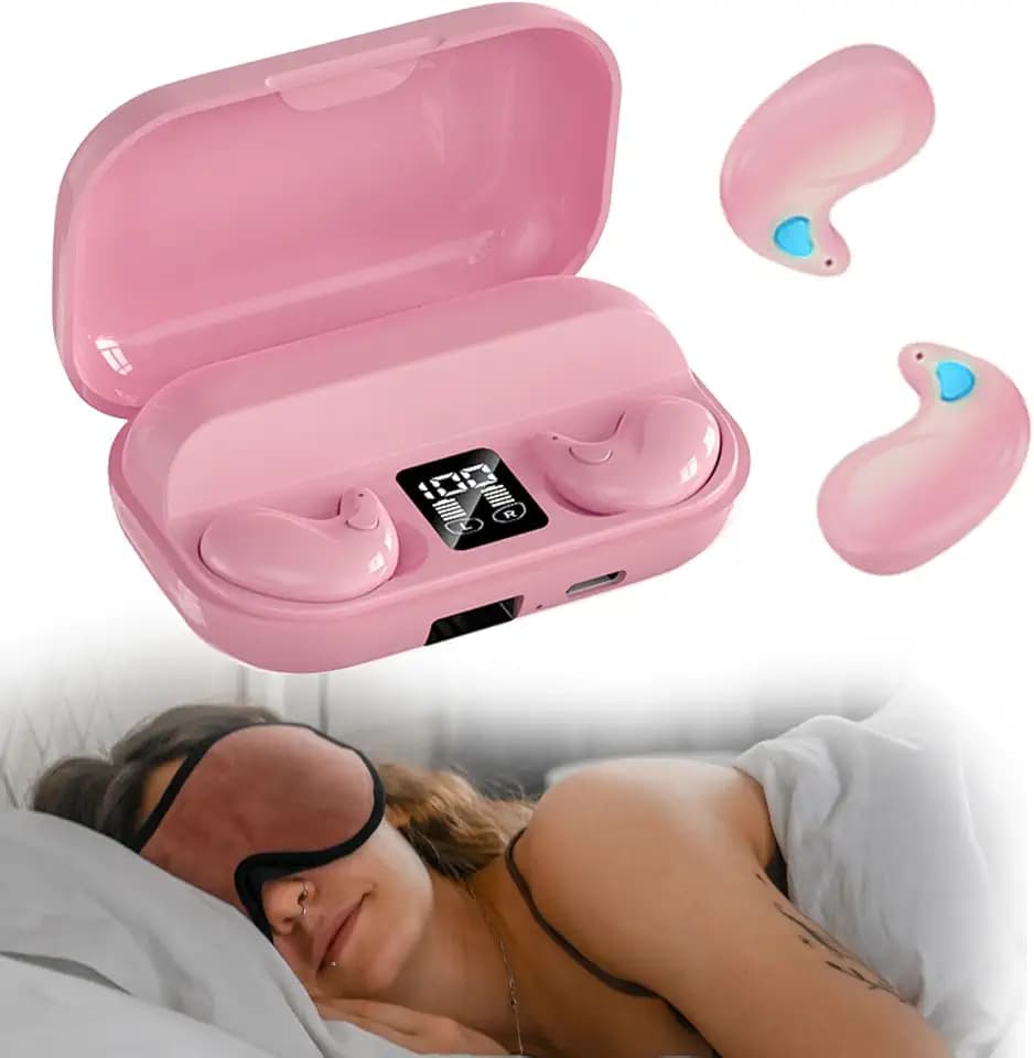 Invisible Sleep Wireless Earphone IPX5 Waterproof Pink Wireless Thin Invisible Sleep Earbuds for Side Sleepers Sleep Ear Buds Smallest Tiny Small Mini Discreet Earbud for Sleeping Invisible Headphones